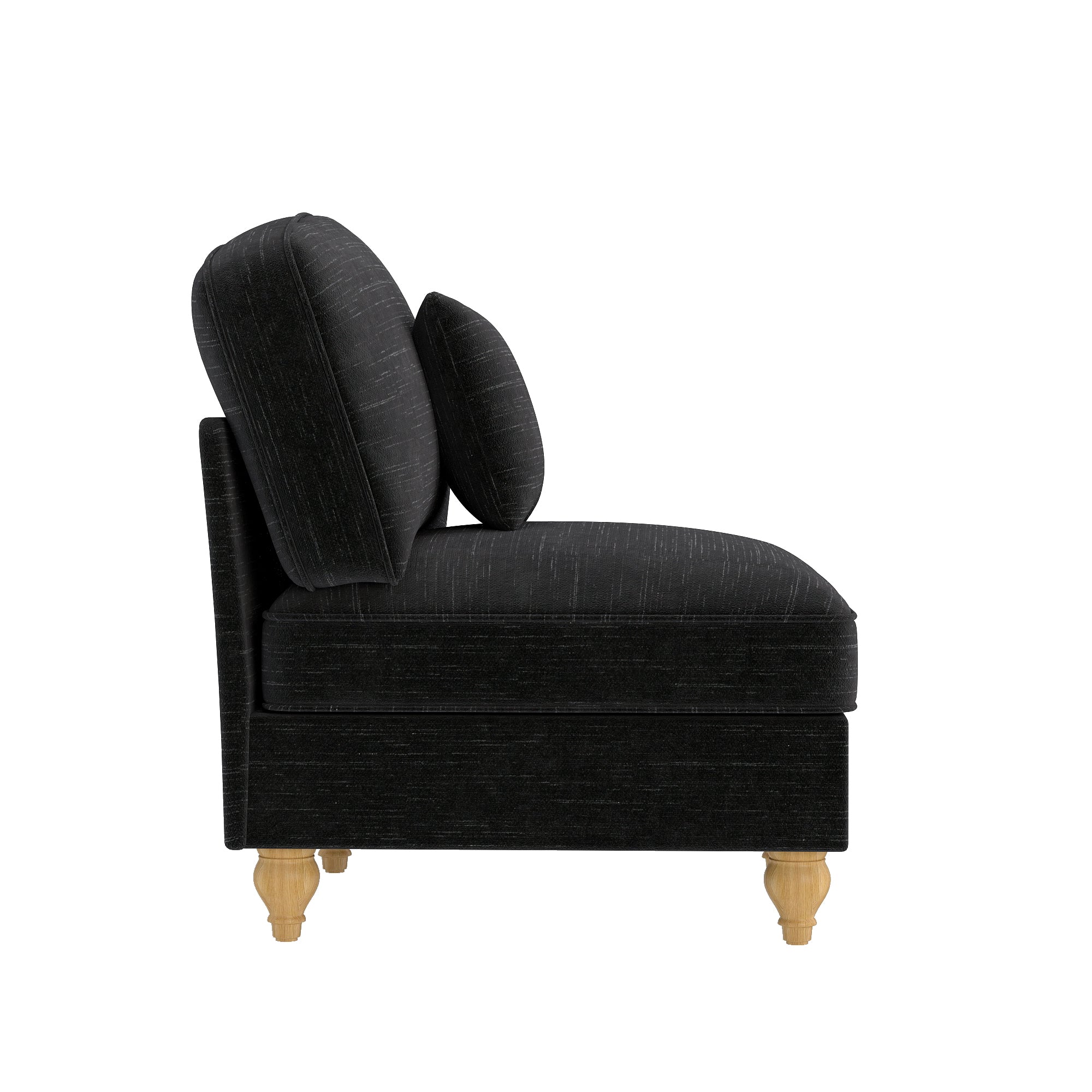 Windsor Armless Cloud Sofa with Chenille Fabric and 1 Cushion, Black