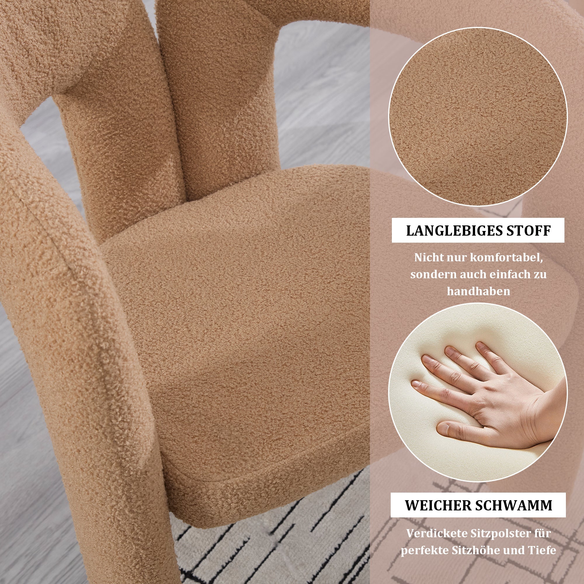 Ergonomic Armchair, Convertible with Sophisticated Back Support, Teddy Pile