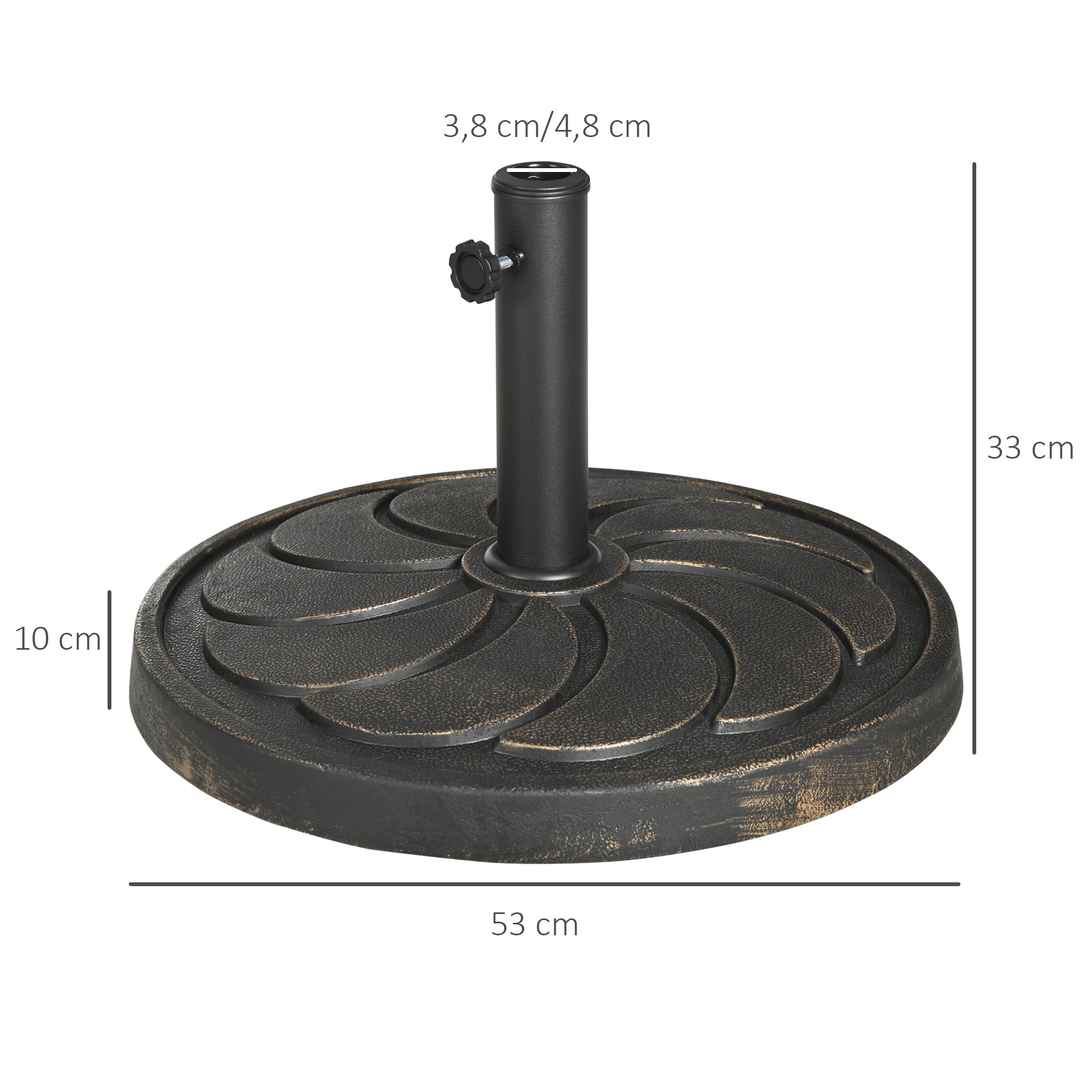 Parasol Base 18 kg Round for Ø38/48 mm Pole, Synthetic Resin Bronze