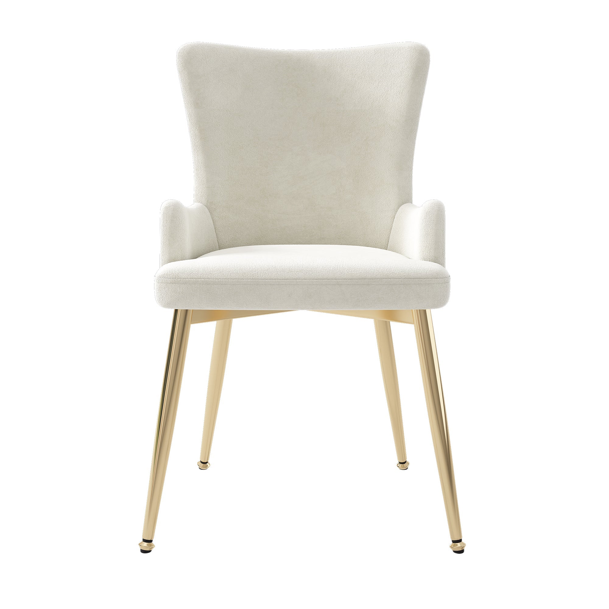 Velvet Dining Chair Set of 4 Lounge Gold Metal Legs - Beige