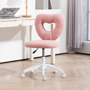 Swivel Desk Chair Height-Adjustable Heart Back, Teddy Fleece Pink