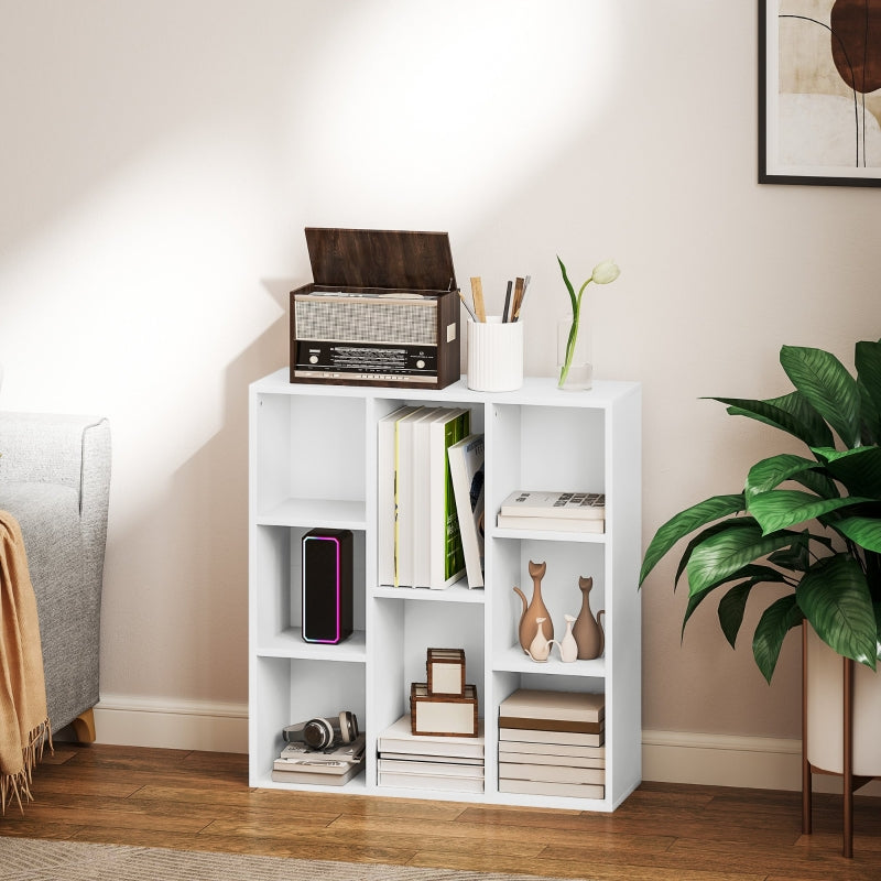 Bookcase, 8-Tier Standing Storage Shelf, White