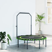 Fitness Trampoline, Adjustable Handrail Indoor/Outdoor Sports, Steel/Plastic Green