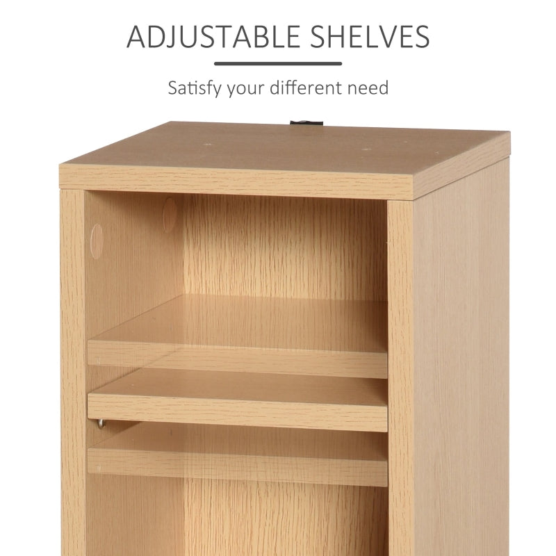 CD Media Display Shelf Unit Set of 2, 204 Capacity Adjustable Shelves, Natural Wood Colour