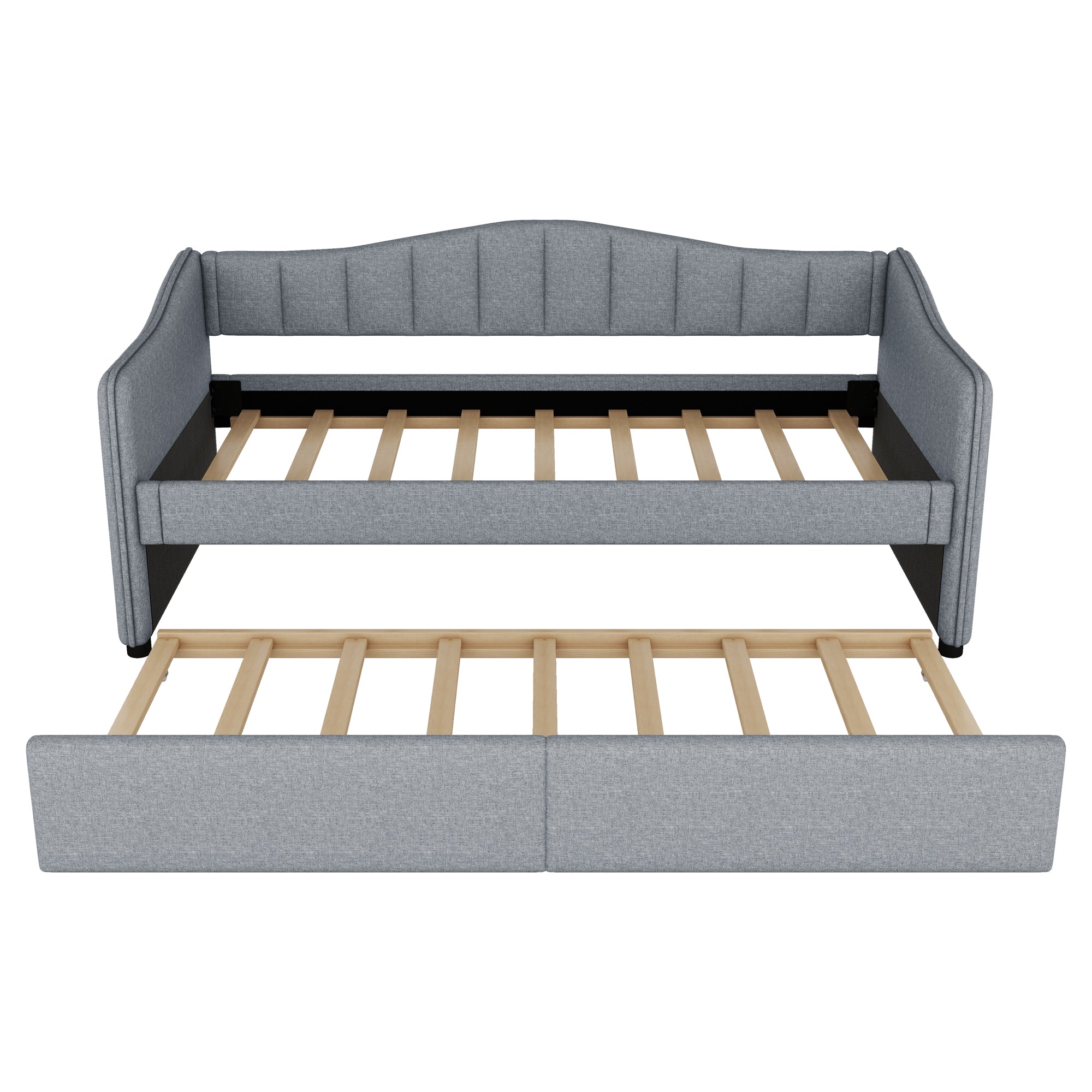 Daybed with Pull-out Bed and LED Ambient Lighting, 90x200cm, Grey Linen
