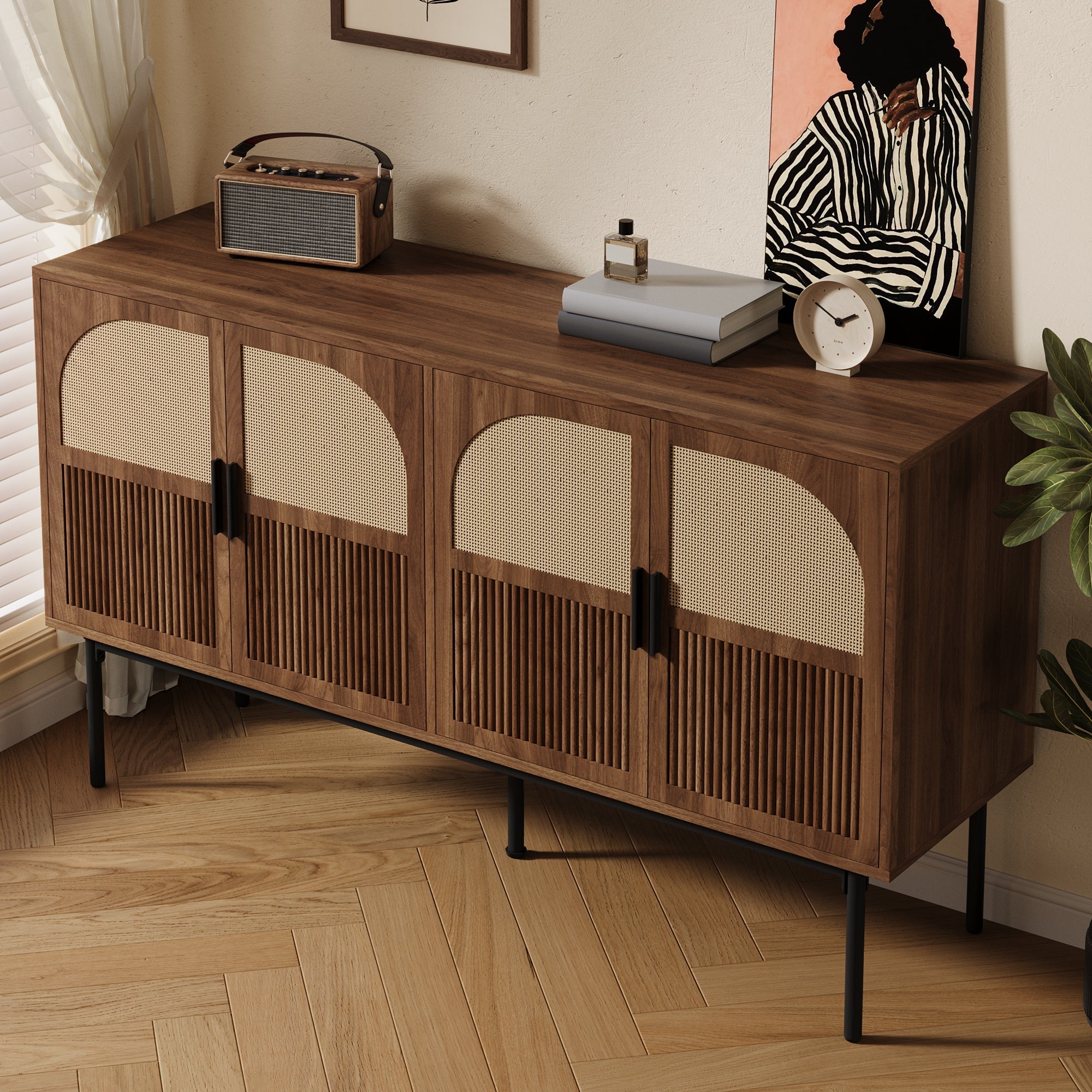 Sideboard Cabinet Buffet Storage Set Modern 140x40x80cm