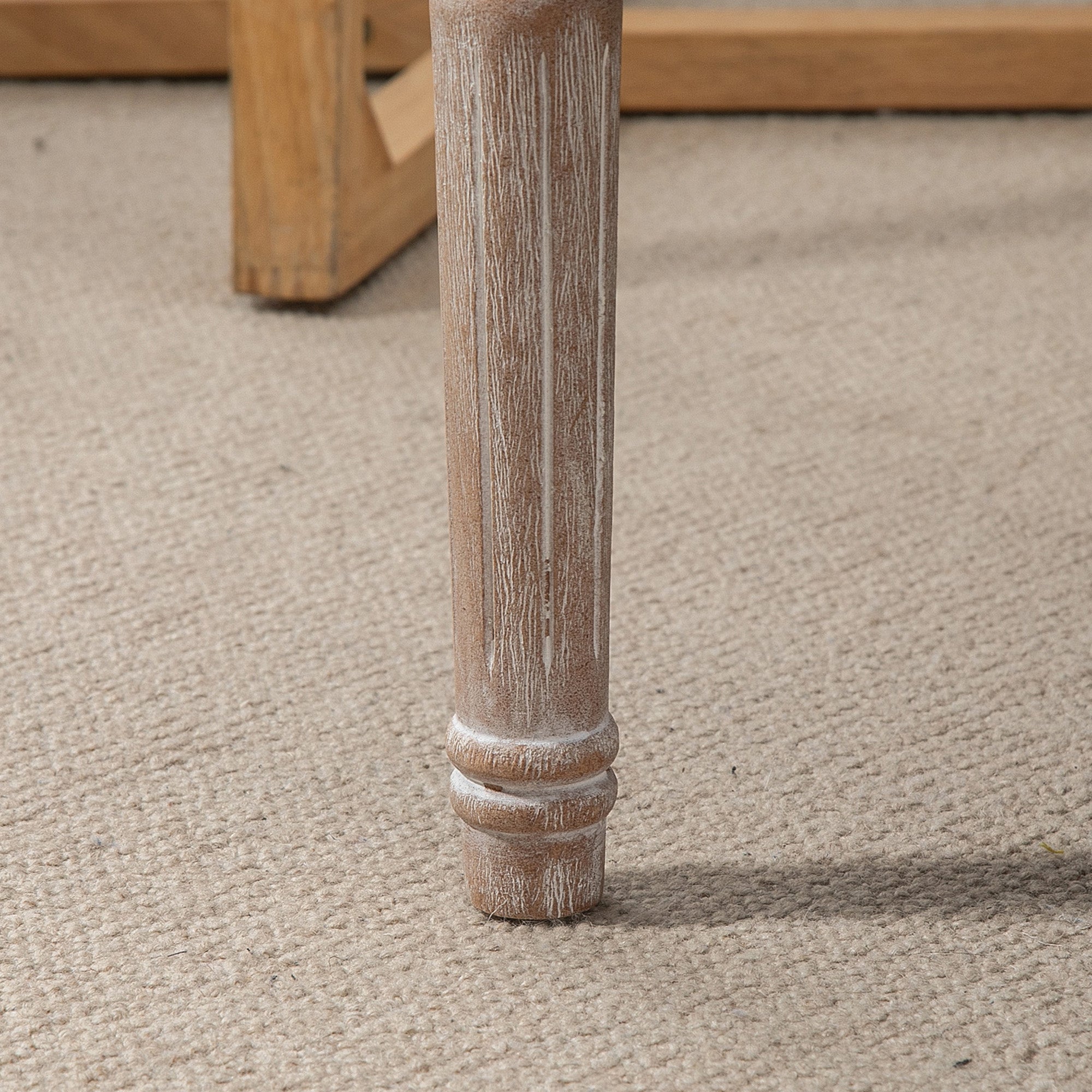 Upholstered Bench Footstool Padded Seat Wooden Legs, Linen Look Cream White