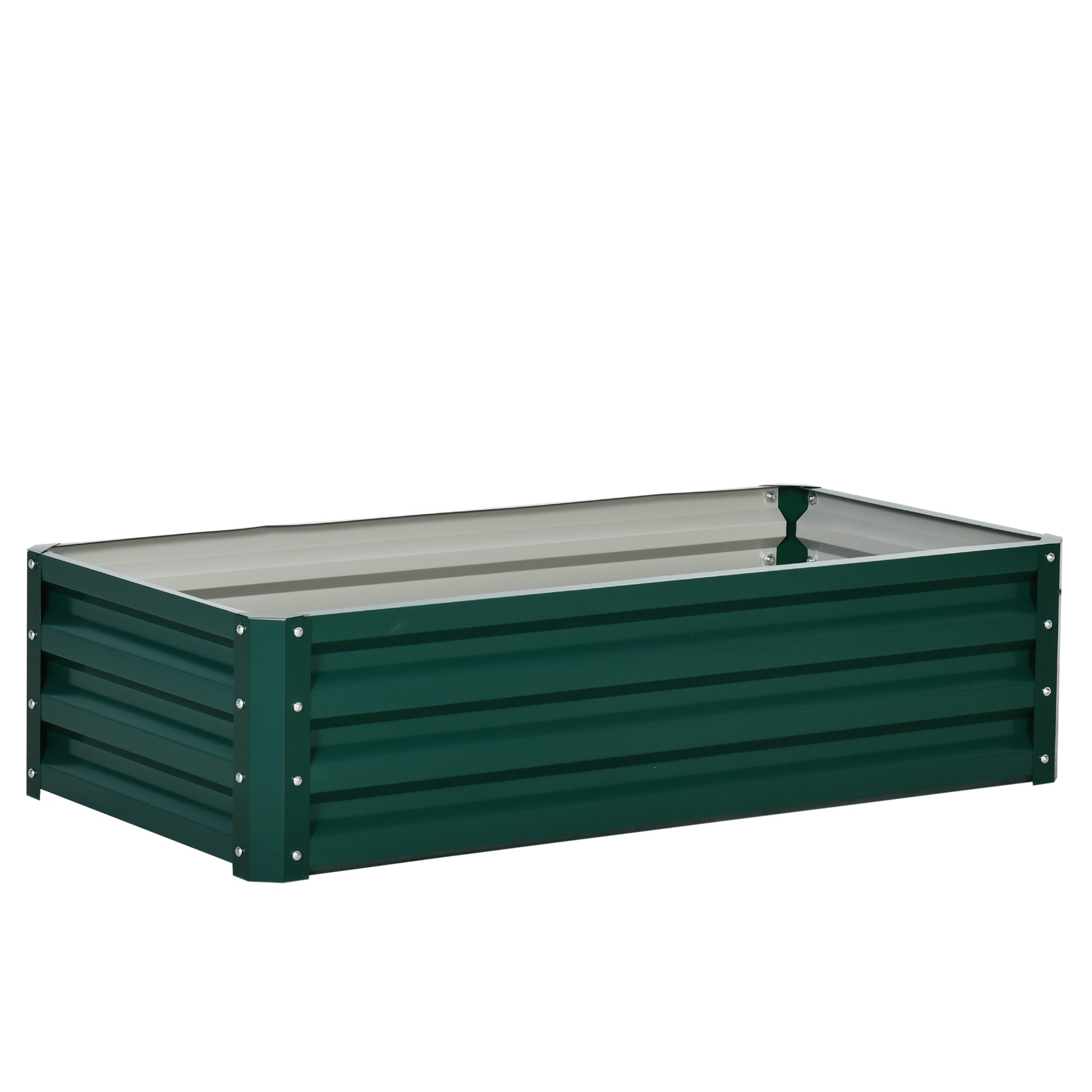 Raised Garden Beds, Outdoor Planters for Herbs and Vegetables, Galvanized Green