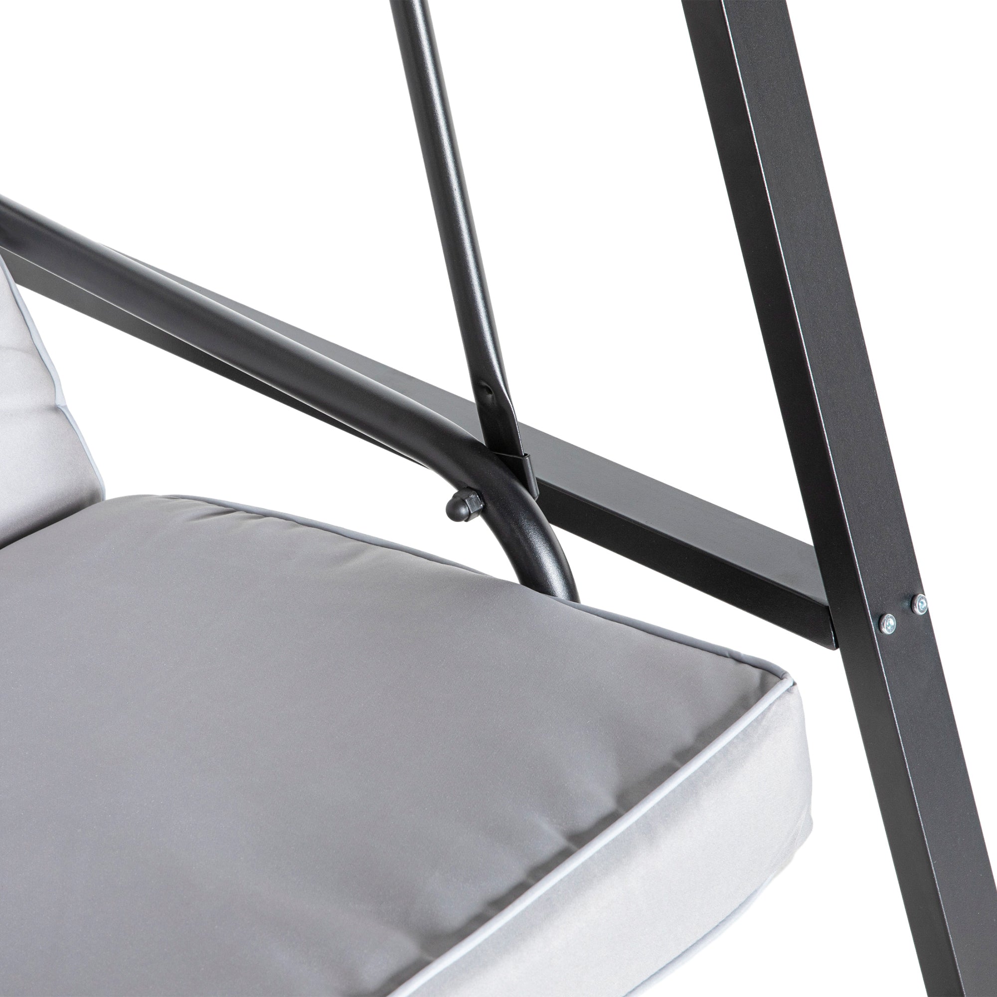 Hollywood Swing 2-Seater with Adjustable Canopy & Cushions, 220kg Capacity, Grey