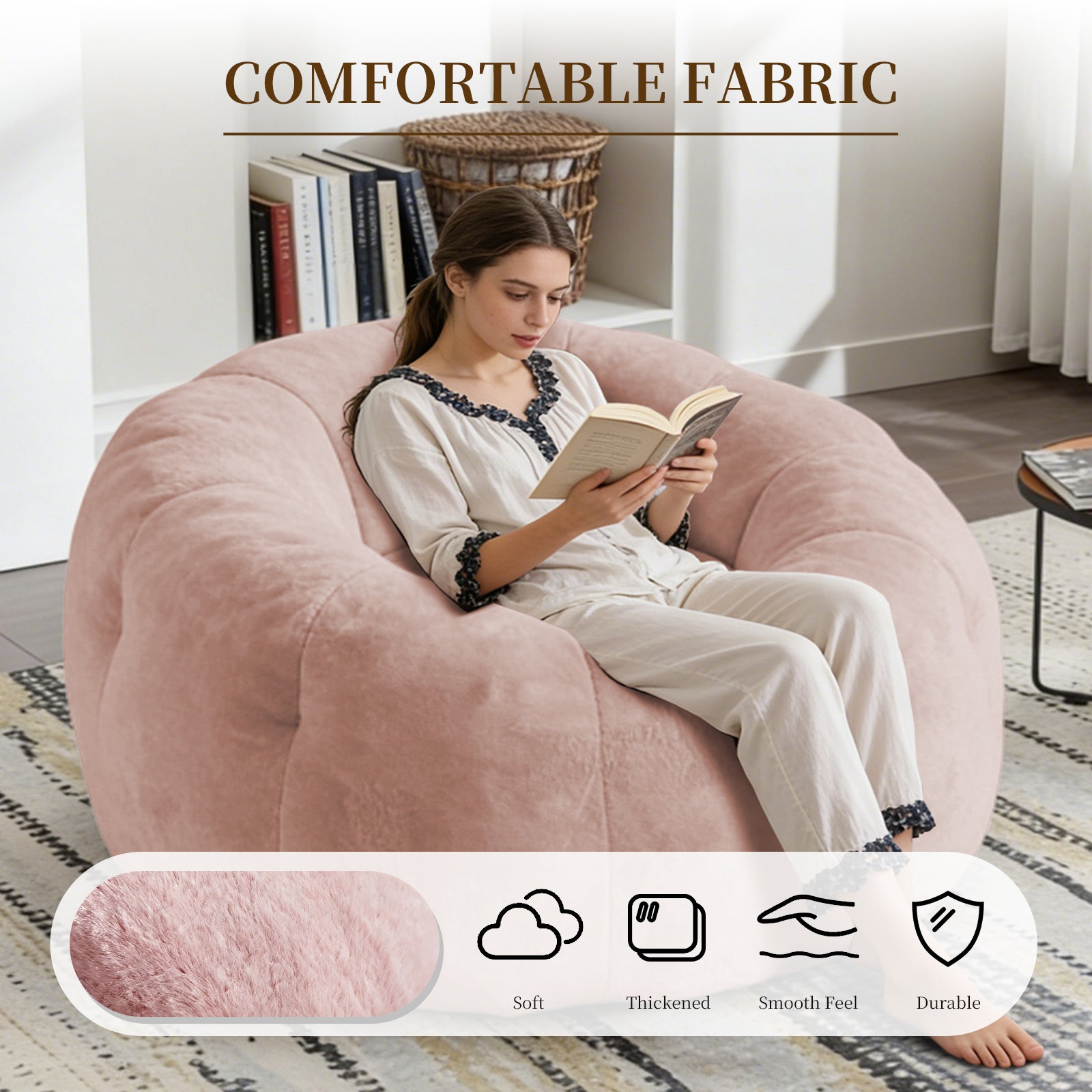 Bean Bag Lounge Chair Large Round Enhanced Stability