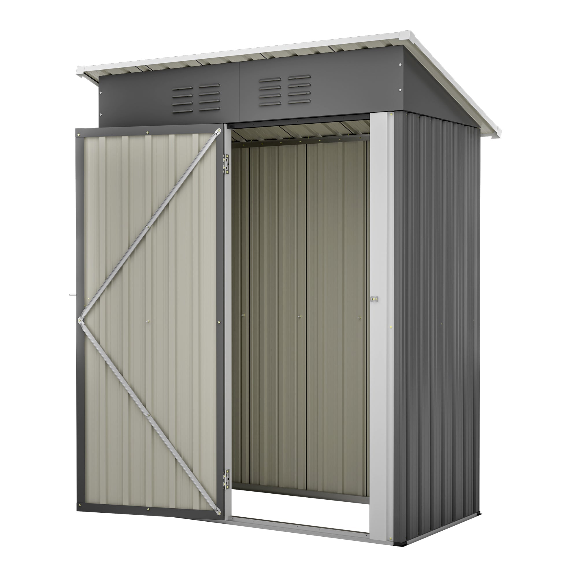 Garden Shed Flat Roof Lockable 152x84x182 cm - Dark Grey