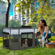 Puppy Playpen, Foldable Breathable Mesh, Grey