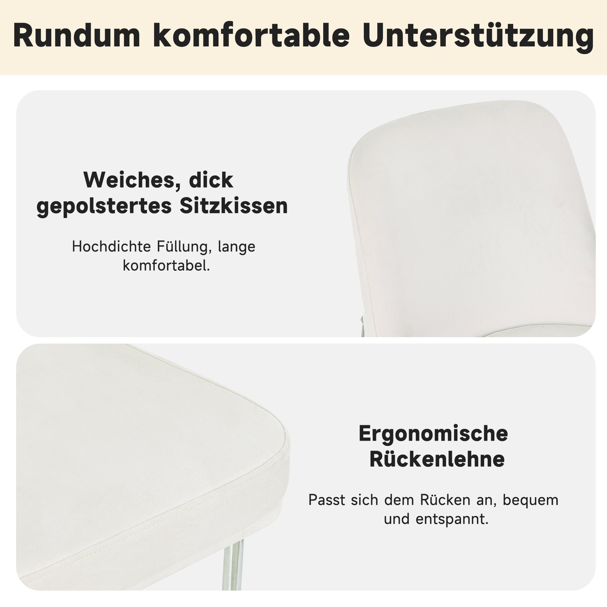 Dining Chairs Set of 4 Thickened Cushions Metal Legs - Velvet Beige
