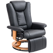 Swivel Recliner TV Chair, Footrest 150 kg Capacity, Faux Leather Black