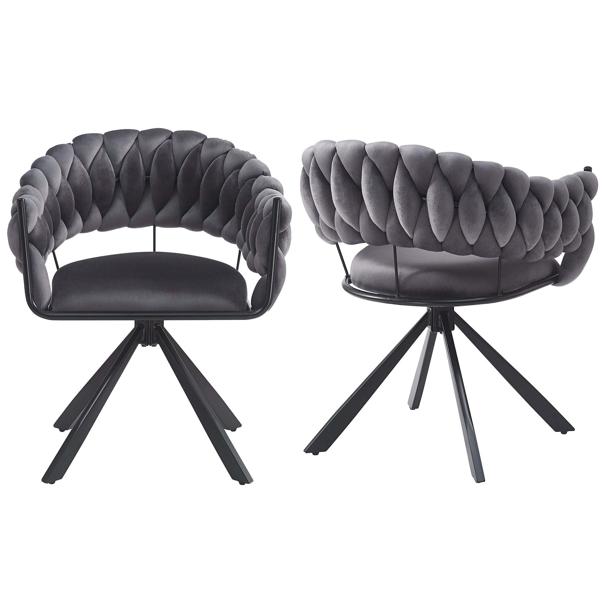 Set of 2 Dining/Vanity Chairs Modern Ergonomic Metal Claw Legs Grey Velvet