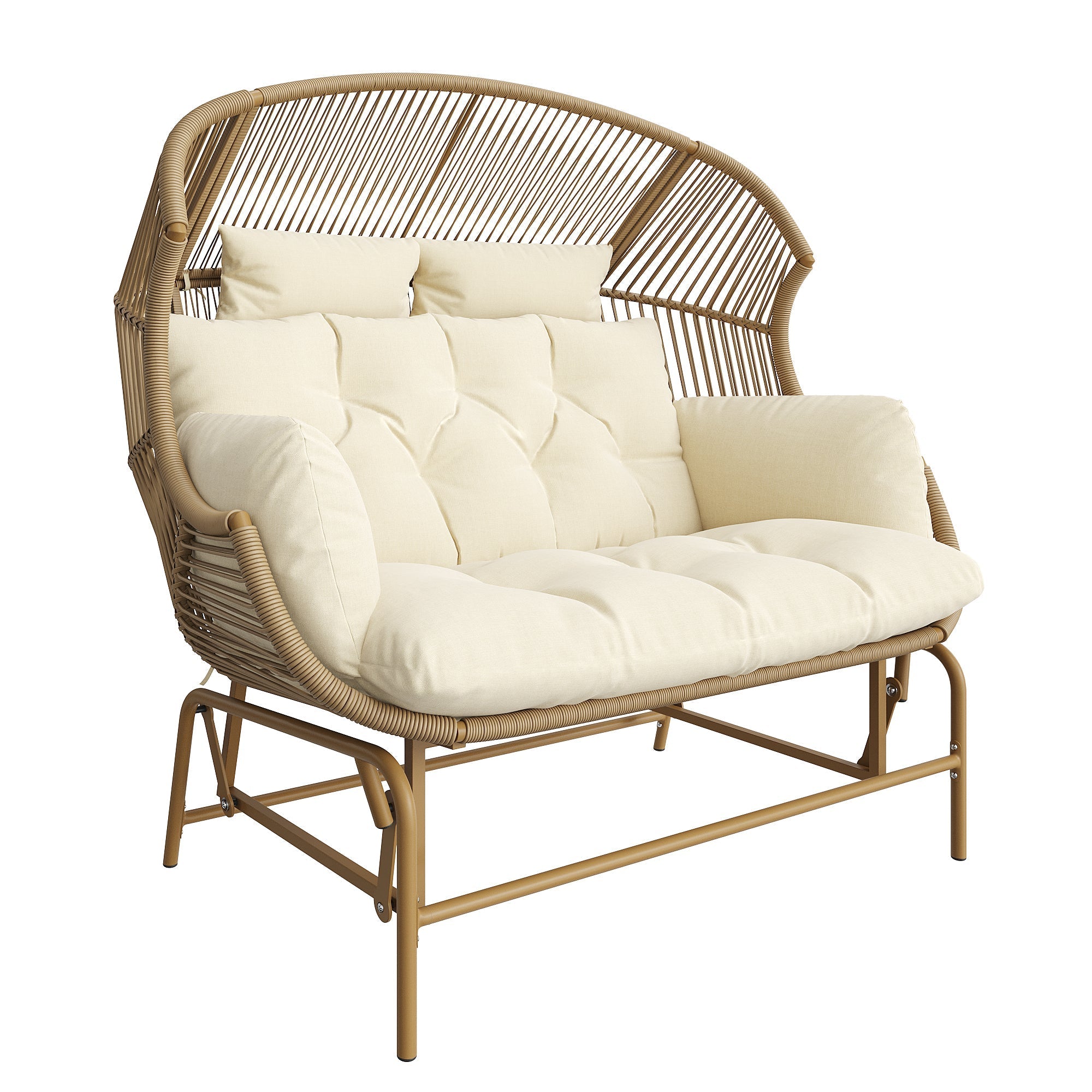Garden Swing Egg Chair Double Outdoor Patio for Two Wood Color