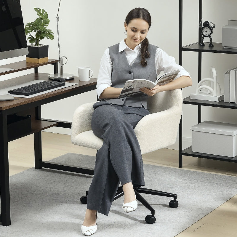 Swivel Office Chair, Desk Chair, Height Adjustable, Cream White