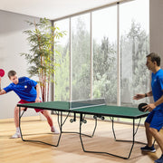 Table Tennis Table, Foldable with Wheels & Set, Steel Green
