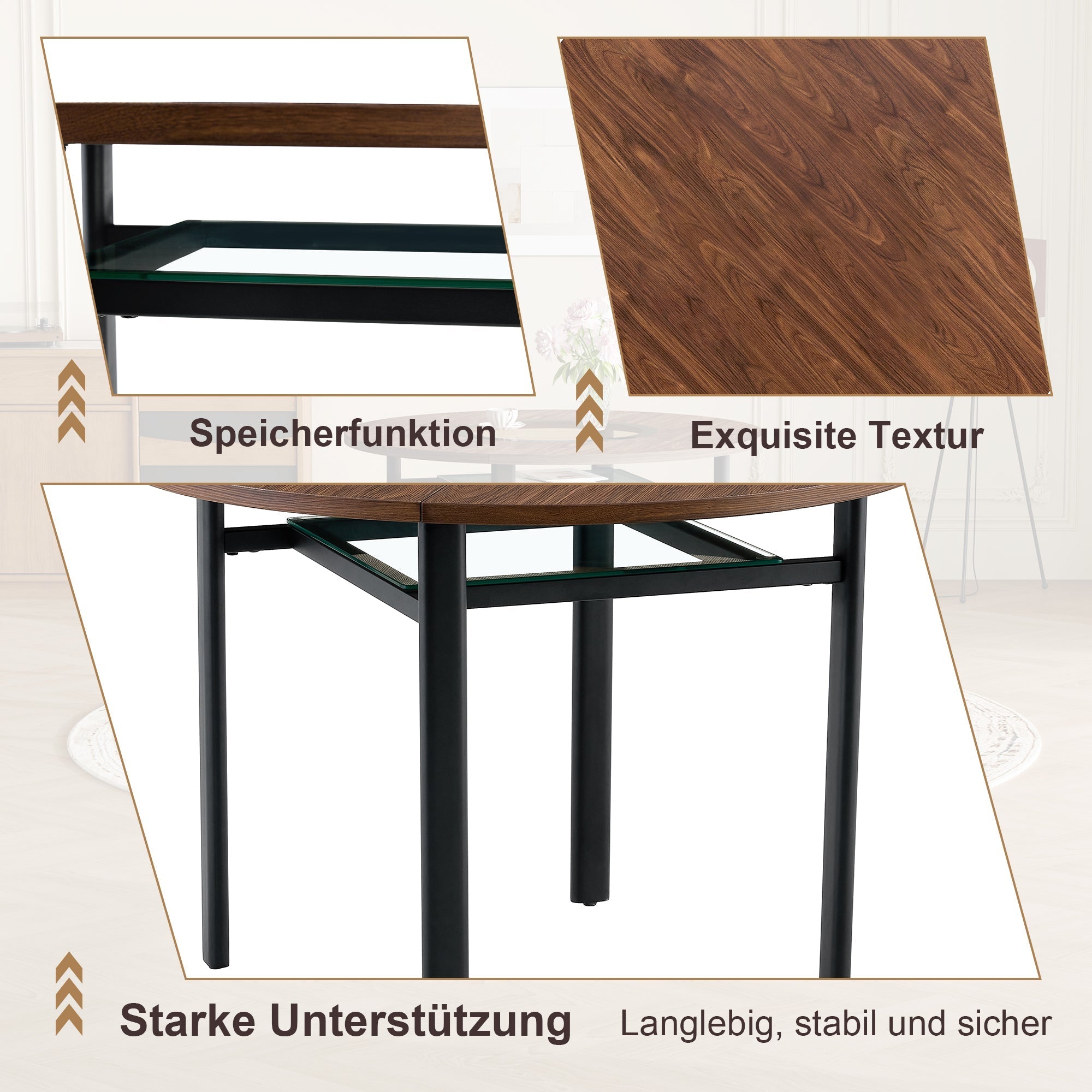 Round Dining Set 100cm Minimalist 2 PU Chairs - Light Grey/Wood Look