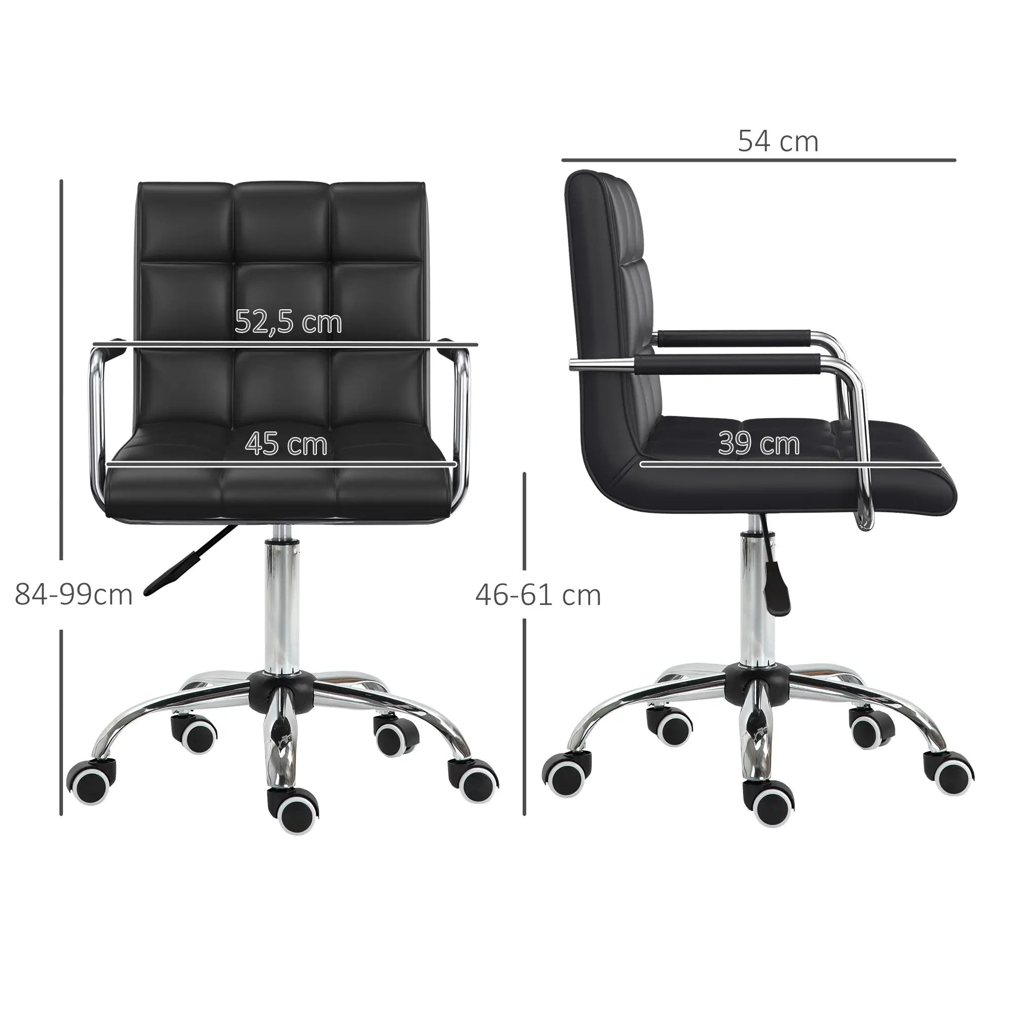 Ergonomischer Bürostuhl, höhenverstellbar mit Armlehnen, Büro & Home, Schwarz
