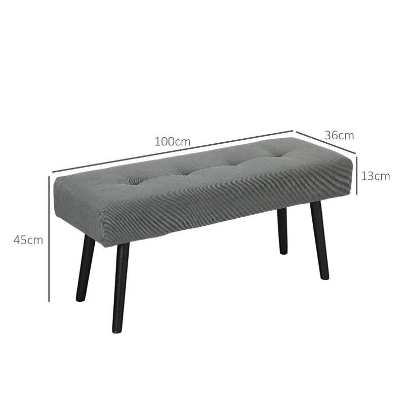 Upholstered Bench Tufted Bed Shoe Bench Metal Legs Gray