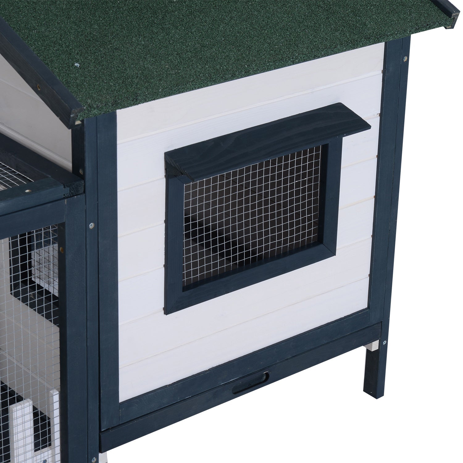 Rabbit Hutch Small Animal Cage, 151x78x84.5 cm Outdoor Run Ramp, Green White