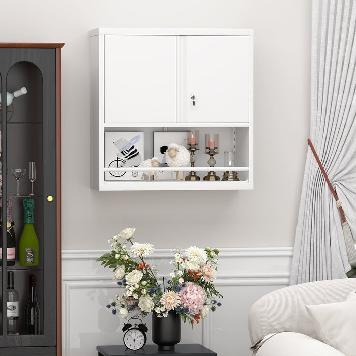 Metal Storage Cabinet with 2 Doors and Adjustable Shelves, Black Steel