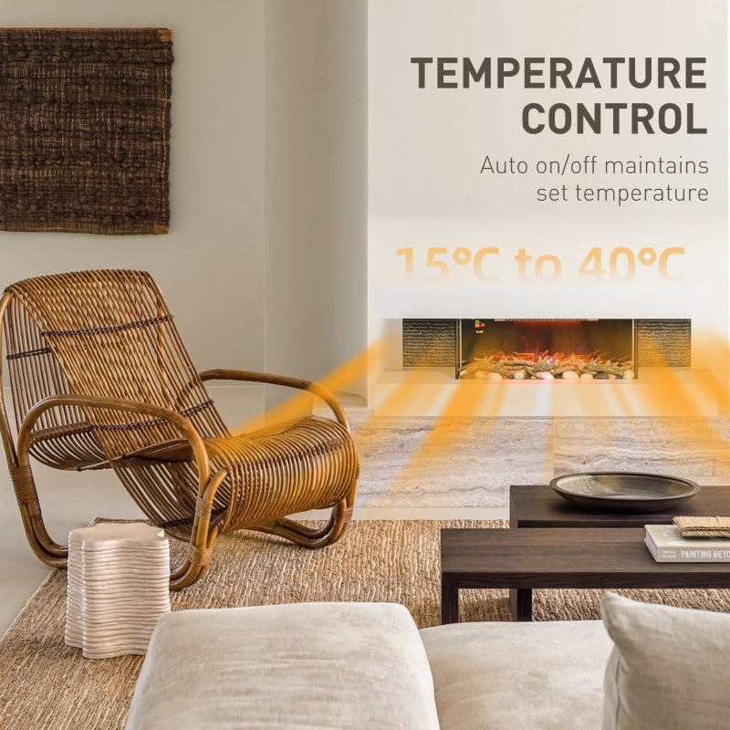 Electric Fireplace 47inch/120cm Wall Mounted Freestanding 2000W Remote Control, White
