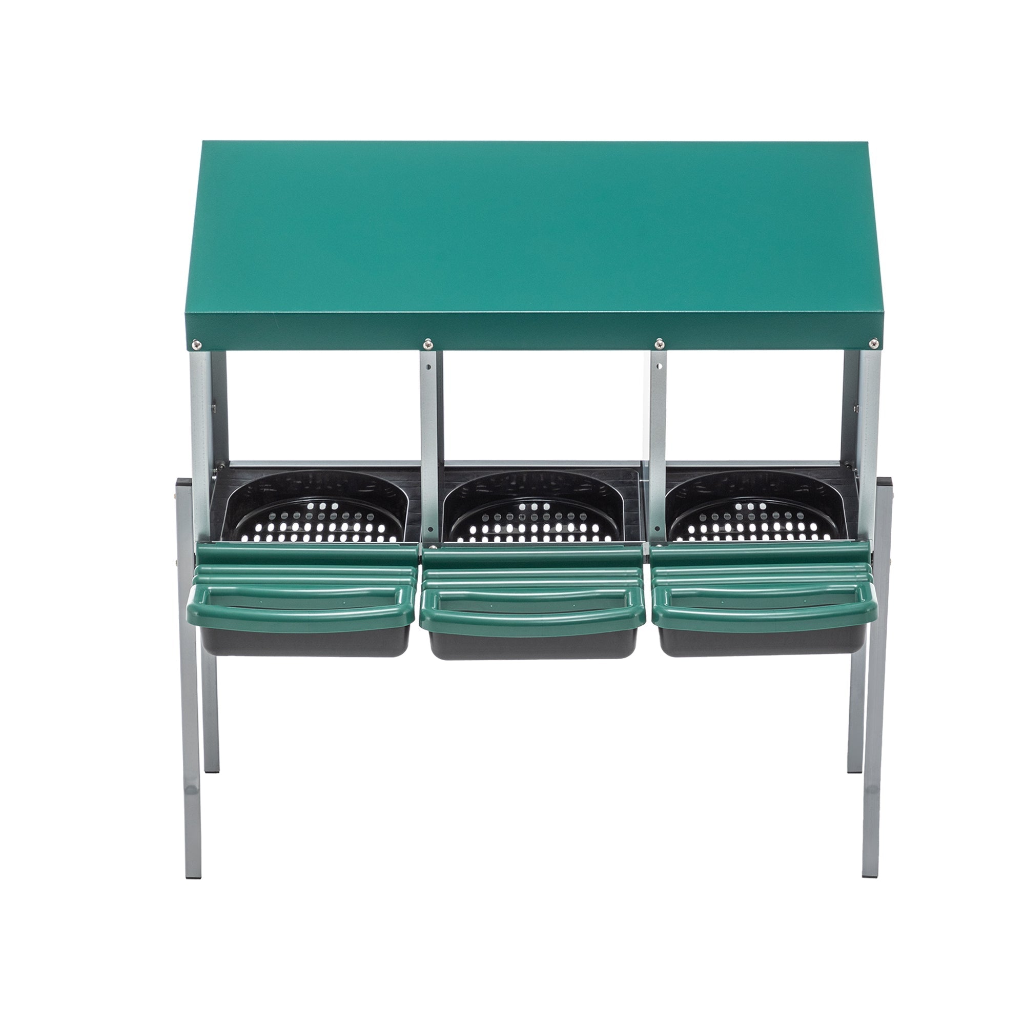 Chicken Nesting Boxes with 3 Holes, Legs and Outdoor Cover, Green