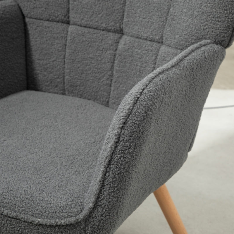 Teddy Wingback Accent Chair Fleece Grey
