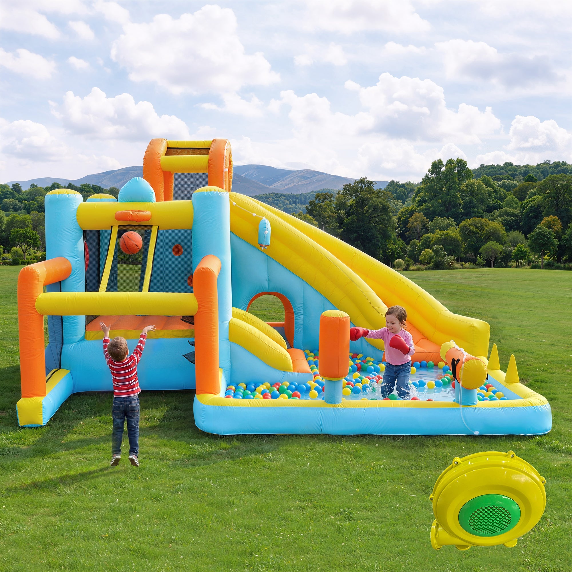 Children's Bouncy Castle Water Park with Slide, Pool and Blower, 405x416x218cm