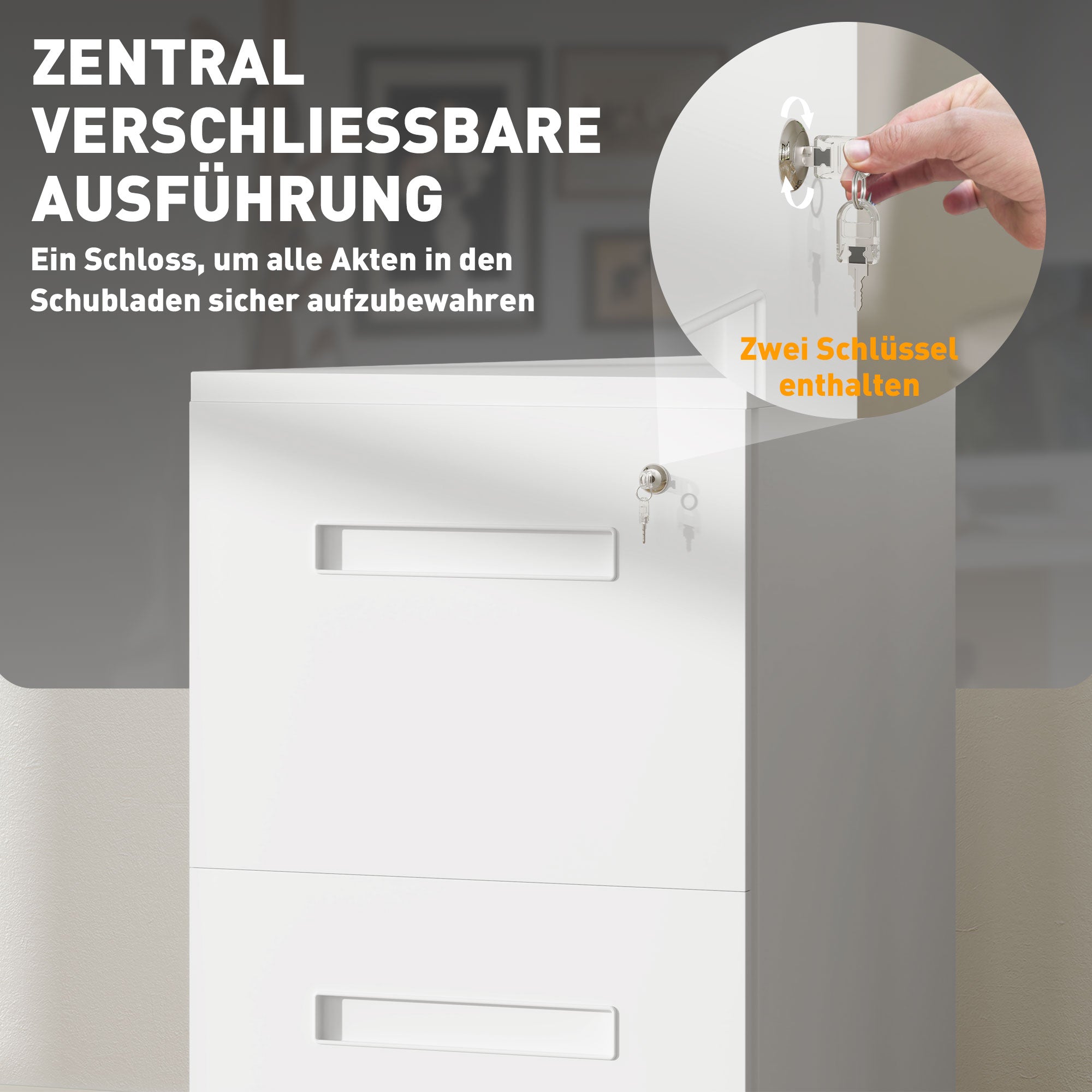 Vinsetto Mobile Filing Cabinet 2 Drawers Lockable A4 Steel