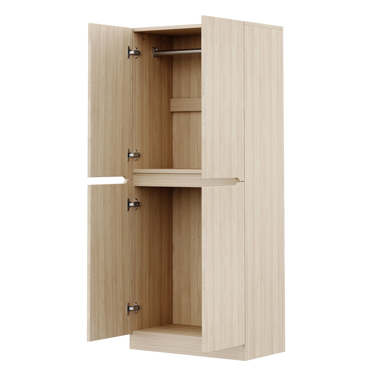 Wardrobe Double Door 70x40x170cm Storage Compartment, Wood Color