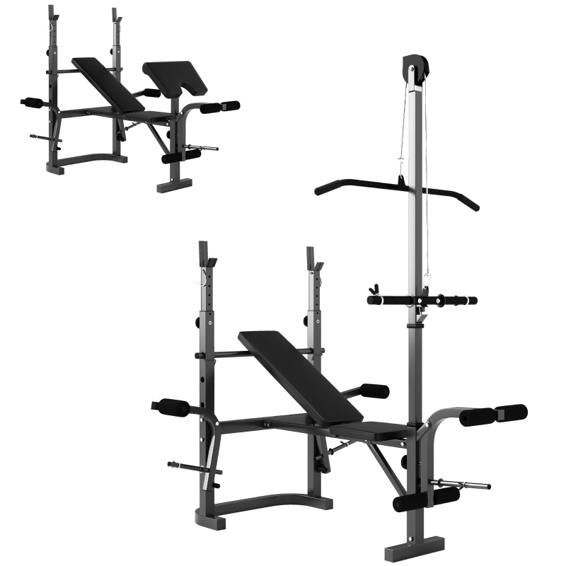 SPORTNOW Adjustable Multi-Exercise Weight Bench with Bench Press Rack, Metal