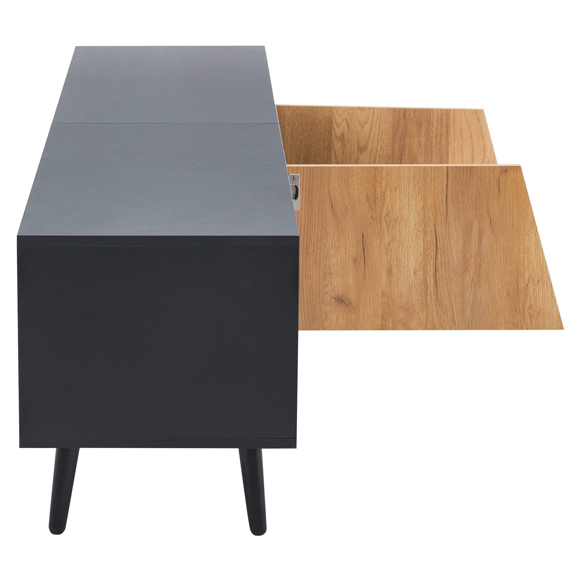 Lowboard TV Board, TV Cabinet with Drawers and 2 Cabinets, Modern Minimalist, Solid Wood