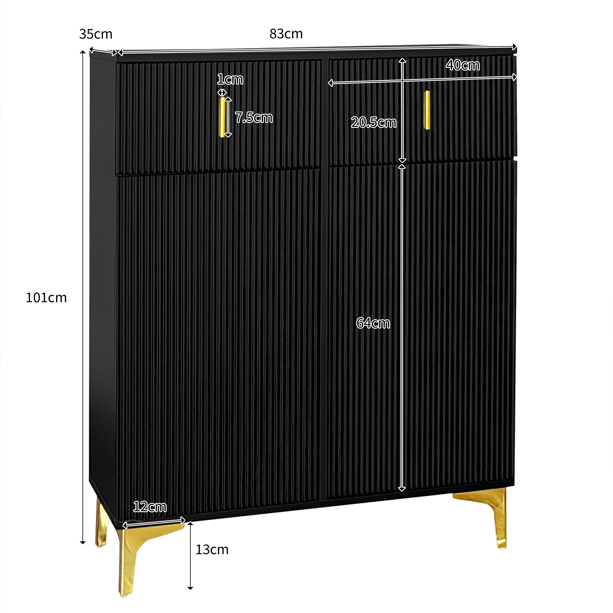 Wardrobe Set, Shoe Bench, Hooks, Drawers & Doors, Black Particleboard