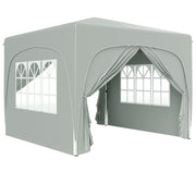 3x3m Pop-Up Folding Gazebo, Water-Repellent UV 50+ 4 Side Panels, Light Grey