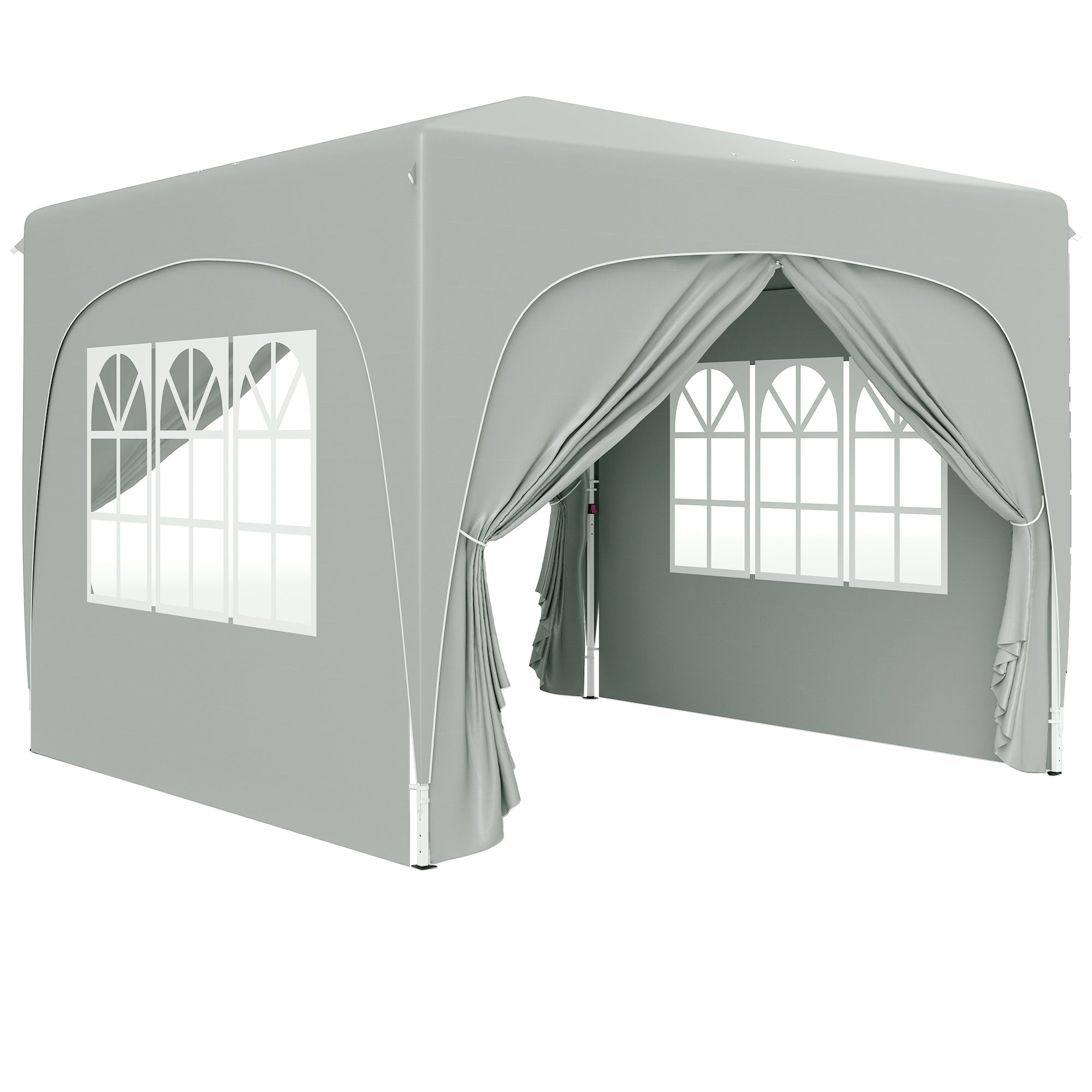 3x3m Pop-Up Folding Gazebo, Water-Repellent UV 50+ 4 Side Panels, Light Grey