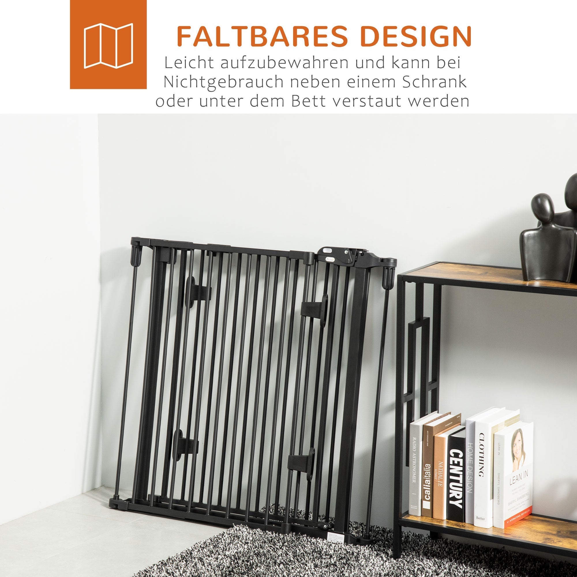 Dog Barrier, Automatic Door, Adjustable, Foldable, 3 Panels, Metal