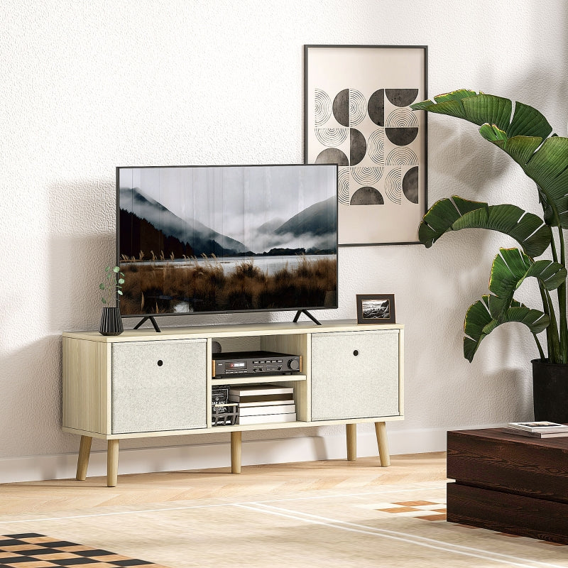 TV Cabinet Stand Unit for TVs up to 50'' Foldable Drawers, Natural