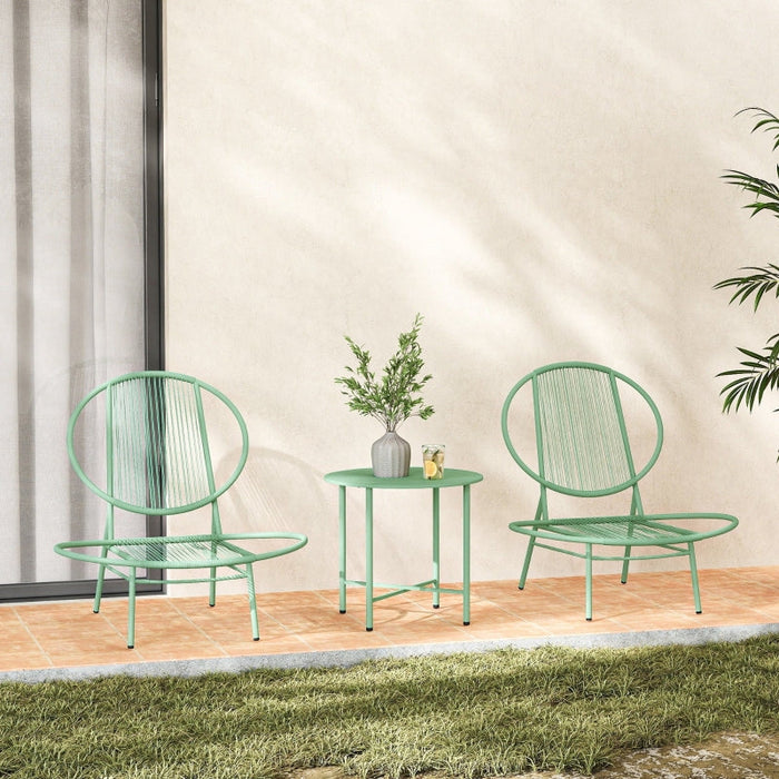 Bistro Set 3-piece Weatherproof Garden Furniture Steel Green