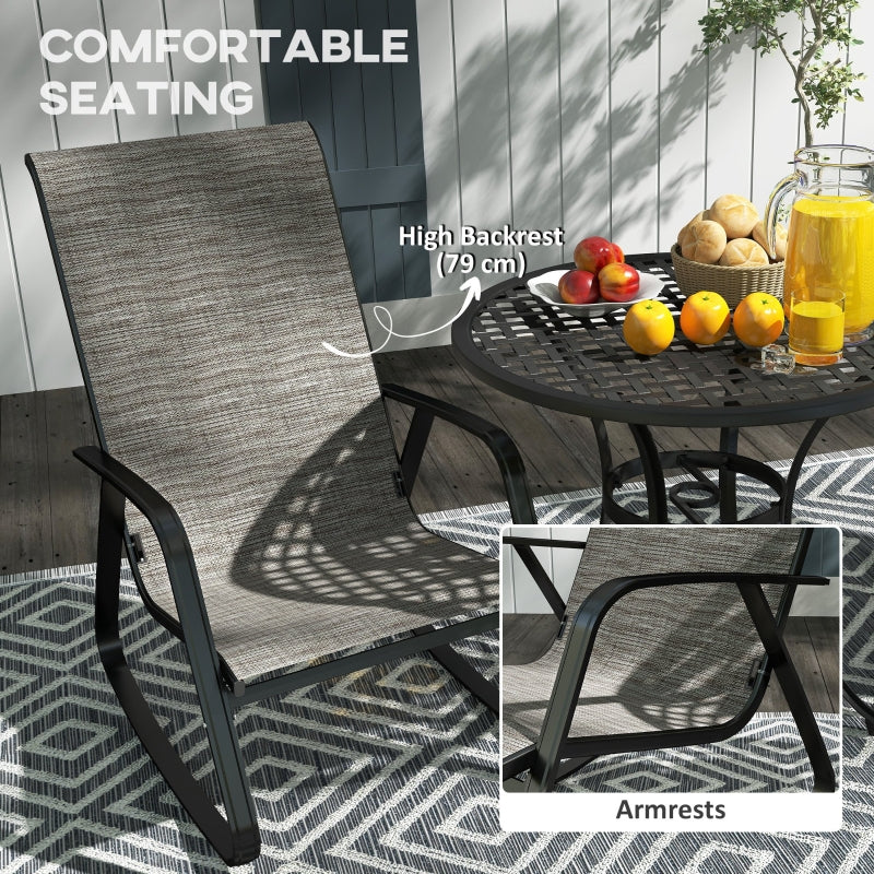 Rocking Garden Chair Gentle Motion Quick-Dry Texteline Brown