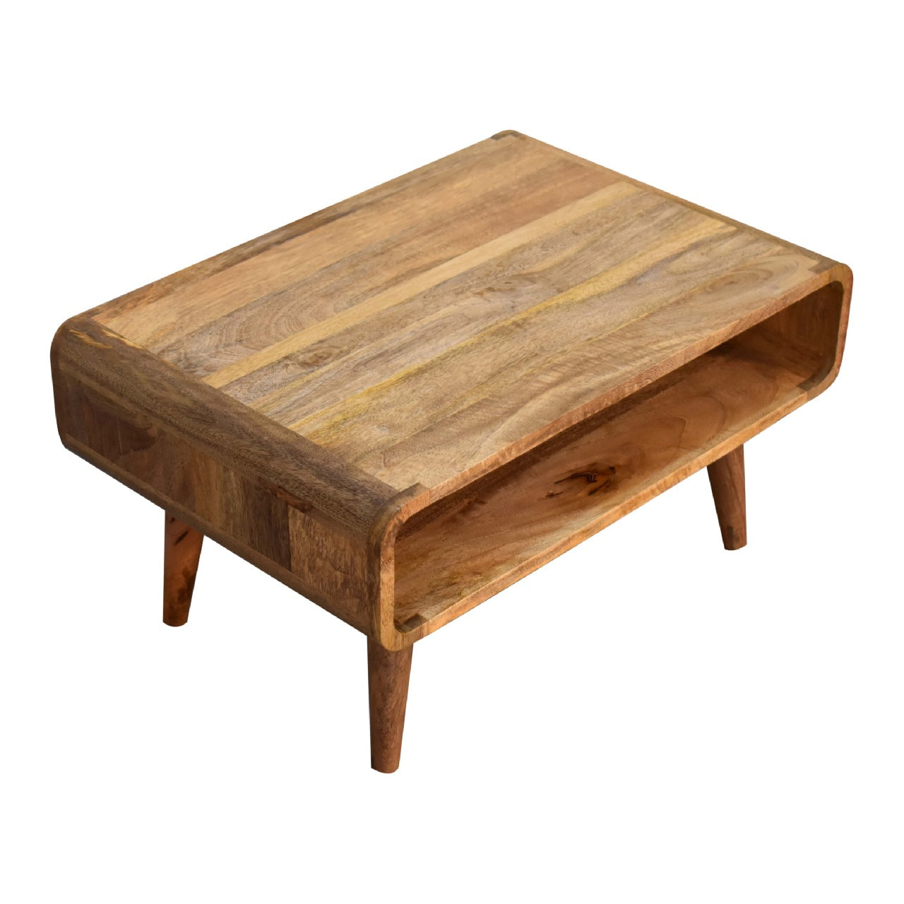 Solid Wood Media Unit, Open Storage, Oak-ish Brown
