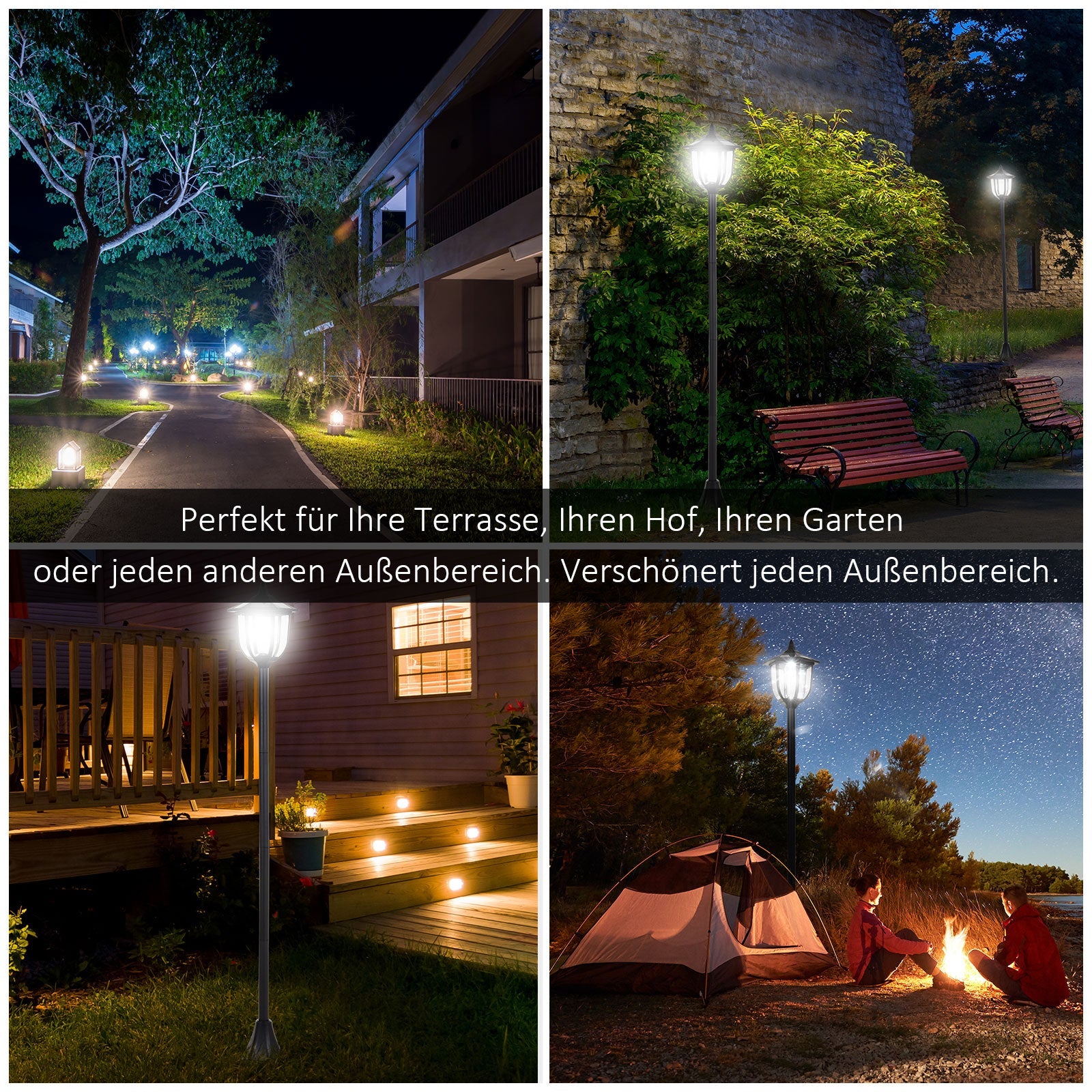 Solar Lantern LED 10 Lumen 15 x 15 x 120cm Black