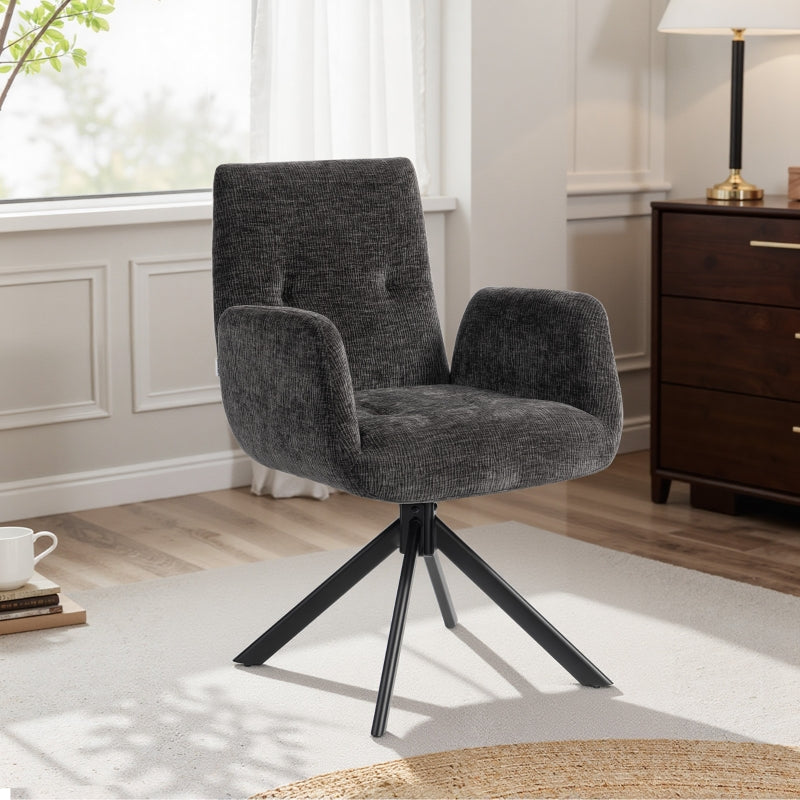 Upholstered Armchair Modern Design Swivel Accent Chair - Black