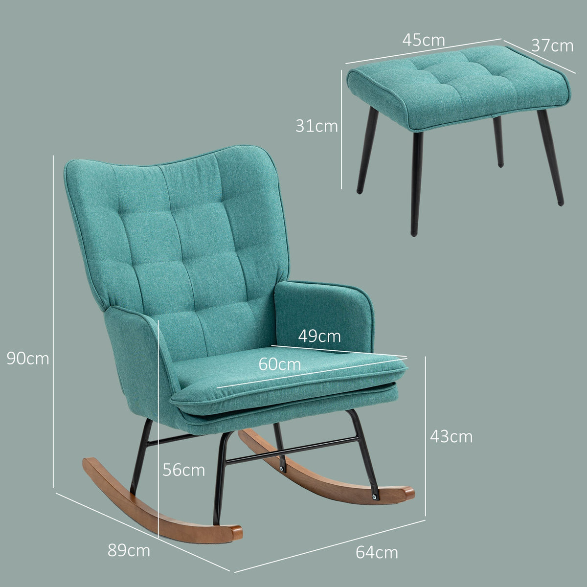 Rocking Chair with Footstool, Armchair Nursing Chair 130kg Linen Look