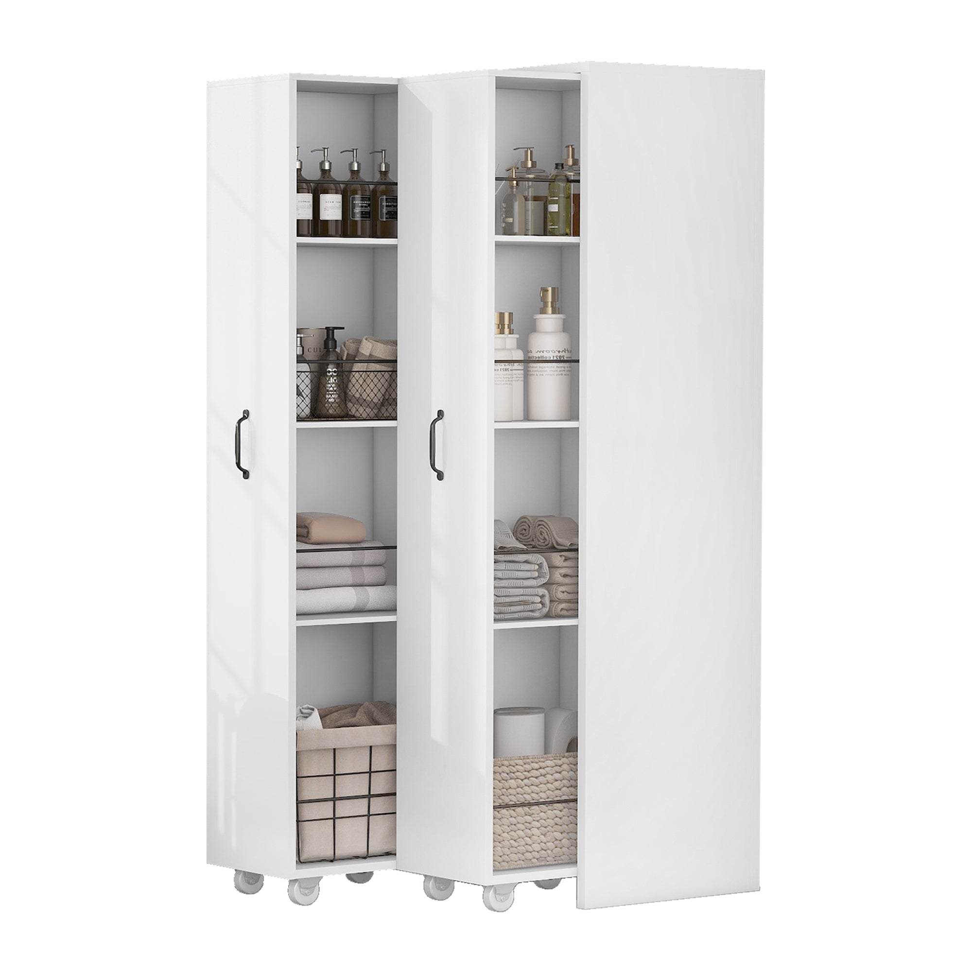 Expandable Bookshelf 4-Shelf Storage, Interchangeable, MDF, White