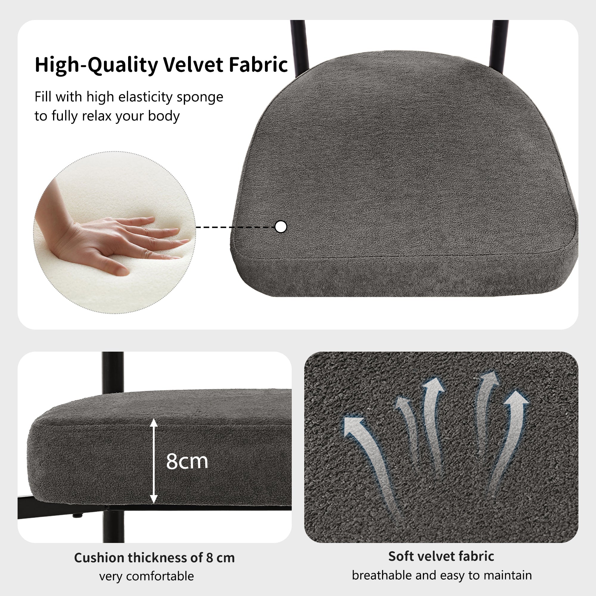 Modern Dining Chairs Set of 6, Faux Suede Upholstered Armchairs with Comfortable Armrest, Multiple Colour Options