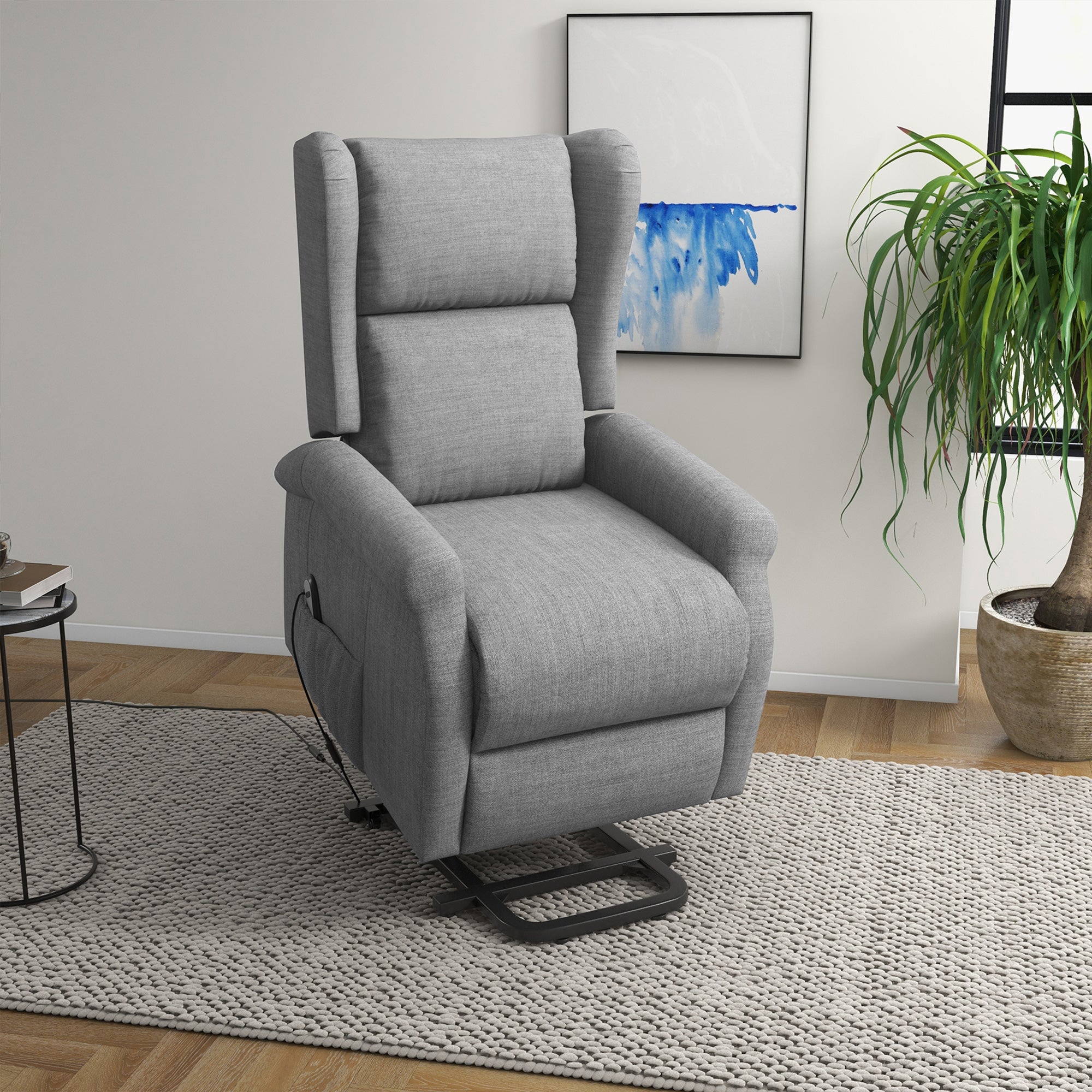 Power Lift Recliner Armchair, Electric Lift Chair for Elderly, Fabric, Grey
