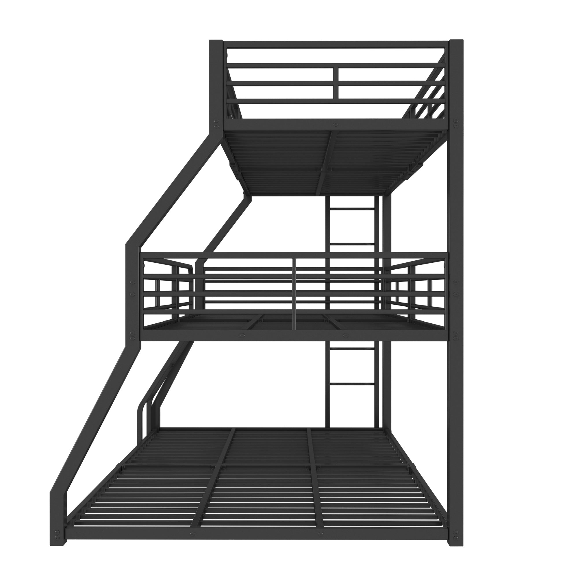Triple Bunk Bed 90/120/140x200cm Metal Frame - Black